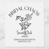 Personalized Bachelorette | Bridal Chaos ワインラベル (シングルラベル)