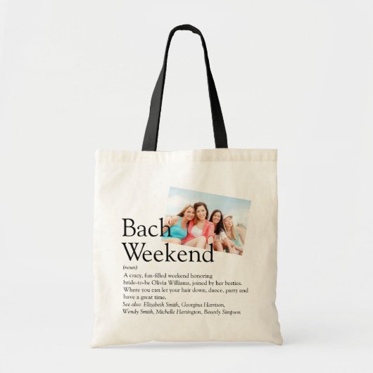 Personalized Bachelorette Weekend Definition Photo トートバッグ (正面)