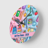 Personalized Back to School 2026 ラウンド壁時計 (傾斜)