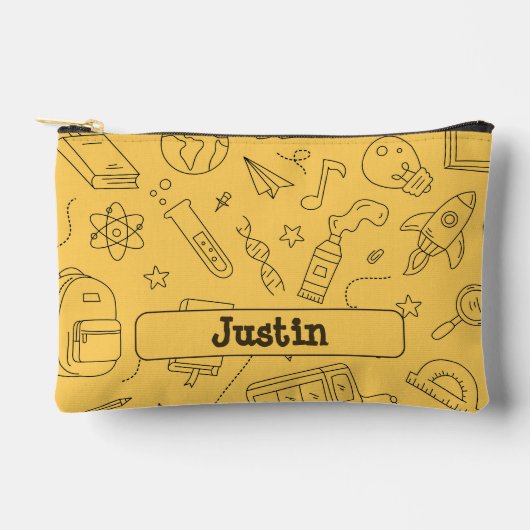 Personalized Back to School Backpack & Doodles アクセサリーポーチ (正面)