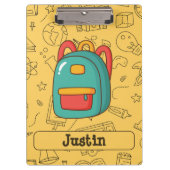 Personalized Back to School Backpack & Doodles クリップボード (正面)