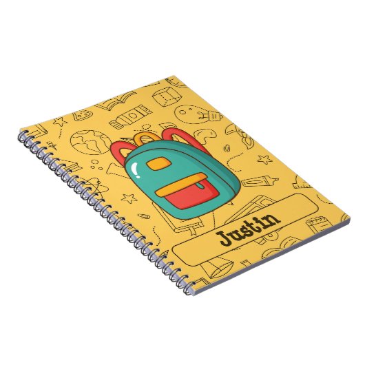 Personalized Back to School Backpack & Doodles ノートブック (右側)