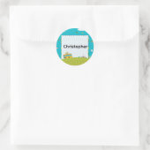Personalized Back to School Bus Name Stickers ラウンドシール (バッグ)