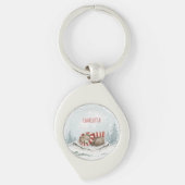 personalized badge sleeping bear winter animal cus キーホルダー (正面)