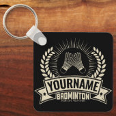Personalized Badminton Player Name Racquet Sports  キーホルダー (正面)