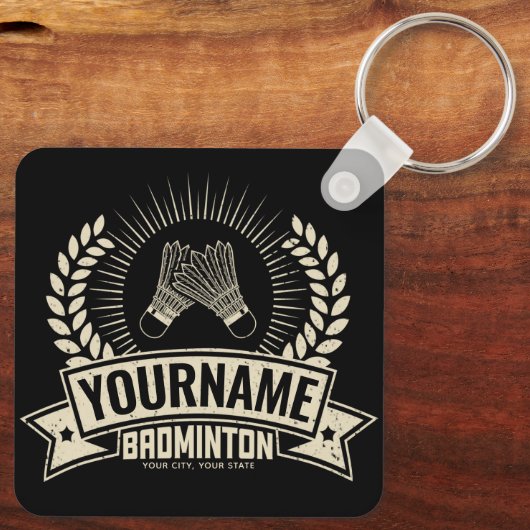 Personalized Badminton Player Name Racquet Sports  キーホルダー (裏面)