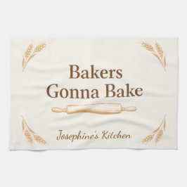 Personalized Bakers Gonna Bake Wheat Rolling Pin  キッチンタオル