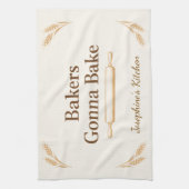 Personalized Bakers Gonna Bake Wheat Rolling Pin  キッチンタオル (縦)