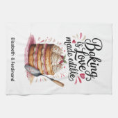 Personalized Baking is Love Made Edible キッチンタオル (横)