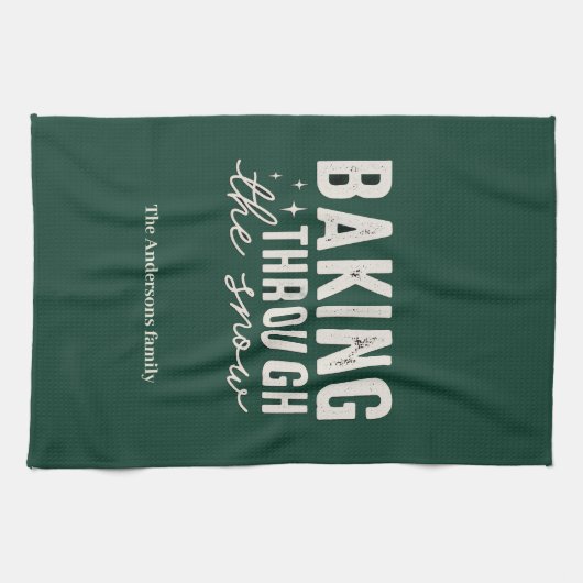 Personalized “Baking Through the Snow” Christmas キッチンタオル (横)