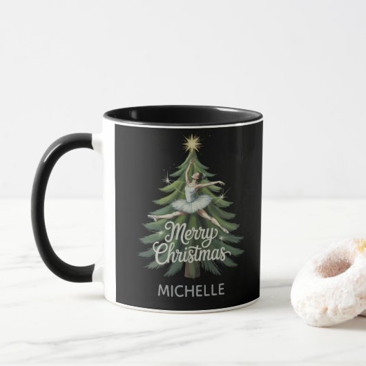 Personalized Ballerina ballet dancer christmas マグカップ (ドーナツ)