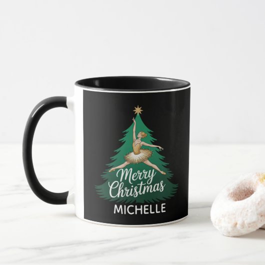 Personalized Ballerina ballet dancer christmas  マグカップ (ドーナツ)