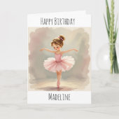 Personalized Ballerina Birthday + Coloring Page カード (正面)