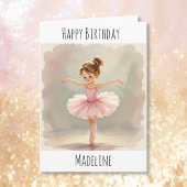 Personalized Ballerina Birthday + Coloring Page カード