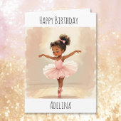 Personalized Ballerina Birthday + Coloring Page カード