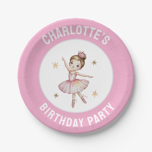 Personalized ballet Ballerina Birthday Party ペーパープレート (正面)