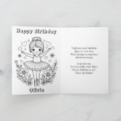 Personalized Ballet Birthday + Coloring Page カード (内部)