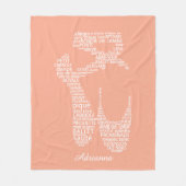 Personalized Ballet Shoe Typography  フリースブランケット (正面)