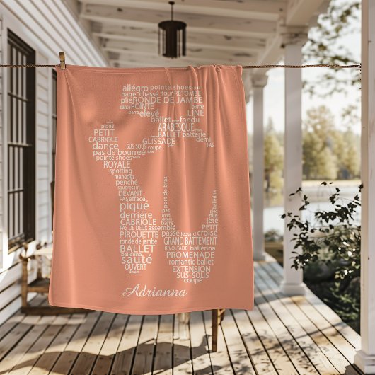 Personalized Ballet Shoe Typography  フリースブランケット