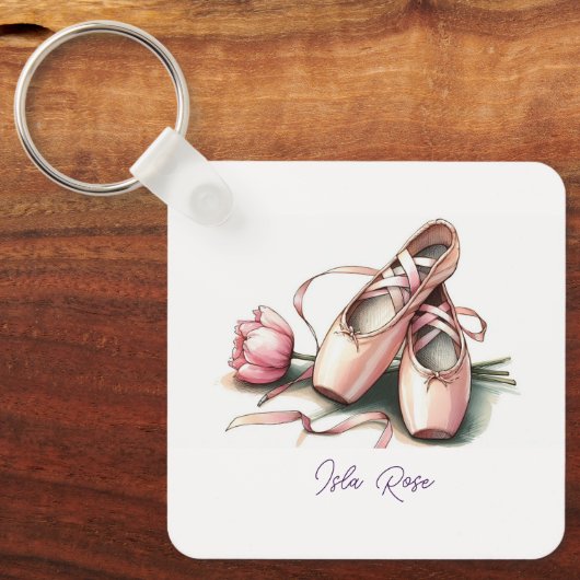 Personalized Ballet Slippers Keychain キーホルダー (正面)
