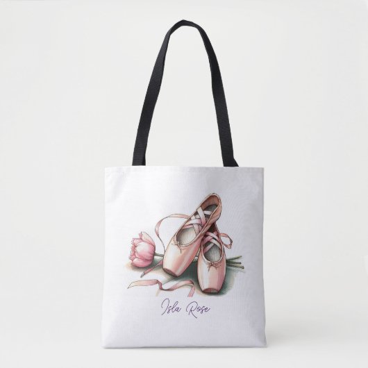 Personalized Ballet Slippers Tote トートバッグ (正面)