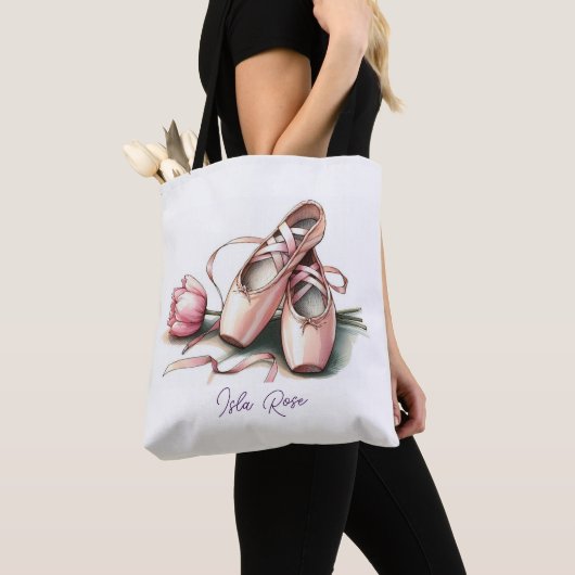 Personalized Ballet Slippers Tote トートバッグ (クローズアップ)