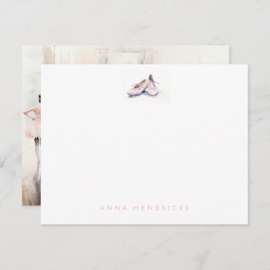 Personalized Ballet Thank You Note Card Stationery ノートカード (正面/裏面)