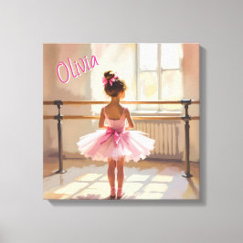 Personalized Ballet themed Ballerina in Pink キャンバスプリント