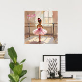 Personalized Ballet themed Ballerina in Pink ポスター (ホームオフィス)