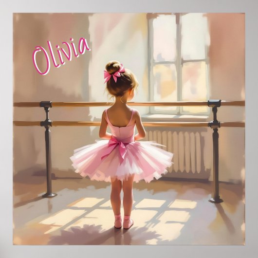 Personalized Ballet themed Ballerina in Pink ポスター (正面)