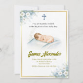 Personalized Baptism Ceremony Baby Boy  招待状 (正面)