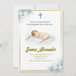 Personalized Baptism Ceremony Baby Boy  招待状