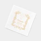 Personalized Baptism Floral Cross 箔ナプキン (左)