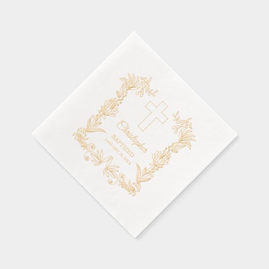 Personalized Baptism Floral Cross 箔ナプキン (右)