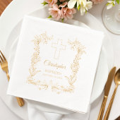 Personalized Baptism Floral Cross 箔ナプキン