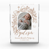 Personalized Baptism Keepsake Floral Baby Gift フォトブロック (正面)