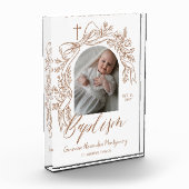 Personalized Baptism Keepsake Floral Baby Gift フォトブロック (左)