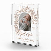 Personalized Baptism Keepsake Floral Baby Gift フォトブロック (右)