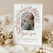 Personalized Baptism Keepsake Floral Baby Gift フォトブロック