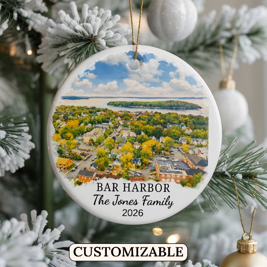 Personalized Bar Harbor Ornament, Custom Maine セラミックオーナメント