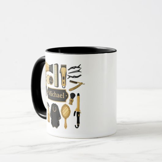 Personalized Barber Tools Custom Name Coffee Mug マグカップ (正面左)