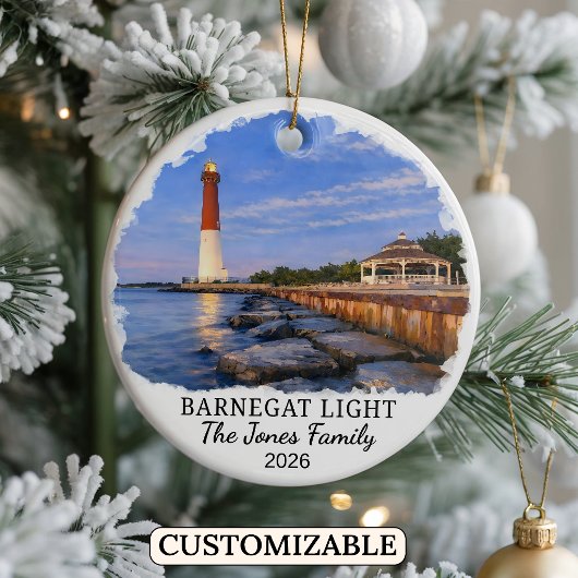 Personalized Barnegat Light, Custom New Jersey セラミックオーナメント