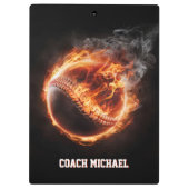 Personalized  Baseball Ball on Fire クリップボード (裏面)