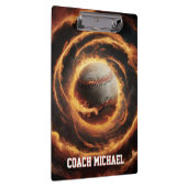 Personalized  Baseball Ball on Fire クリップボード (右)