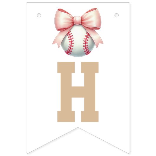 Personalized Baseball Bow Birthday バンティングフラッグ (第2の旗)