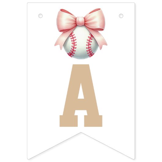 Personalized Baseball Bow Birthday バンティングフラッグ (第3の旗)