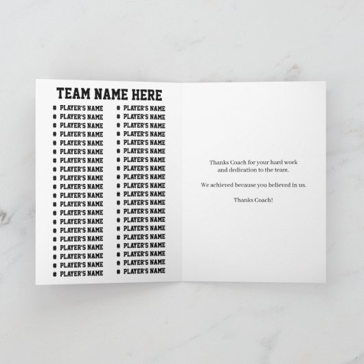 Personalized Baseball Coach From Team Players カード (内部)