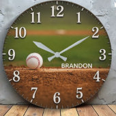 Personalized Baseball Field Custom Name ラージ壁時計