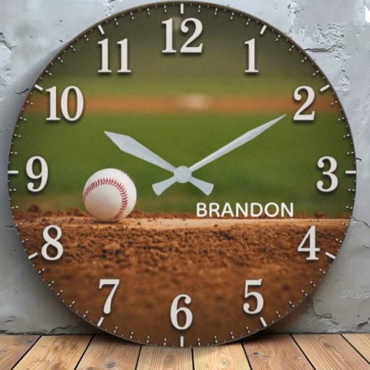 Personalized Baseball Field Custom Name ラージ壁時計