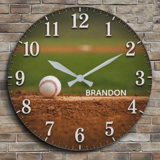 Personalized Baseball Field Custom Name ラージ壁時計